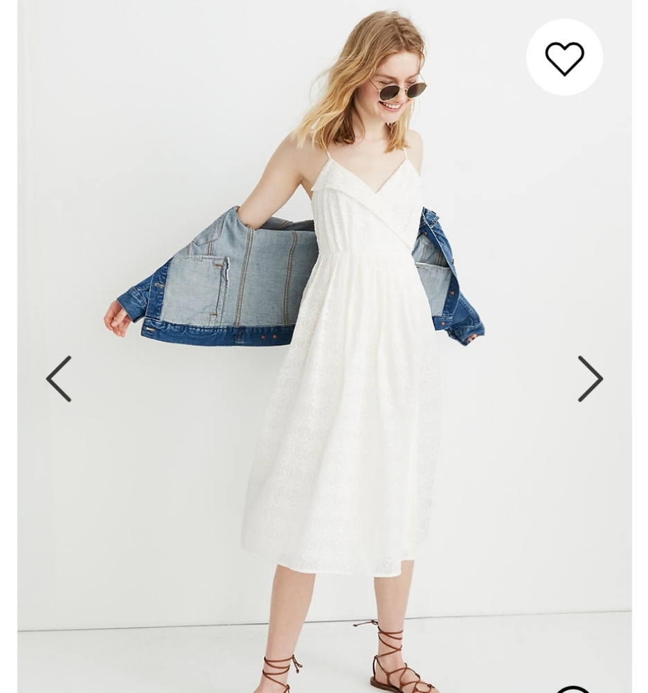 Madewell Cream Pleated Embroidered Wrap dres